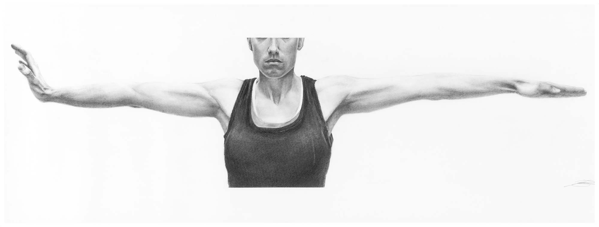 Graphite drawing “Like Mike VII,” 2010, 50 x 18.5 artwork.