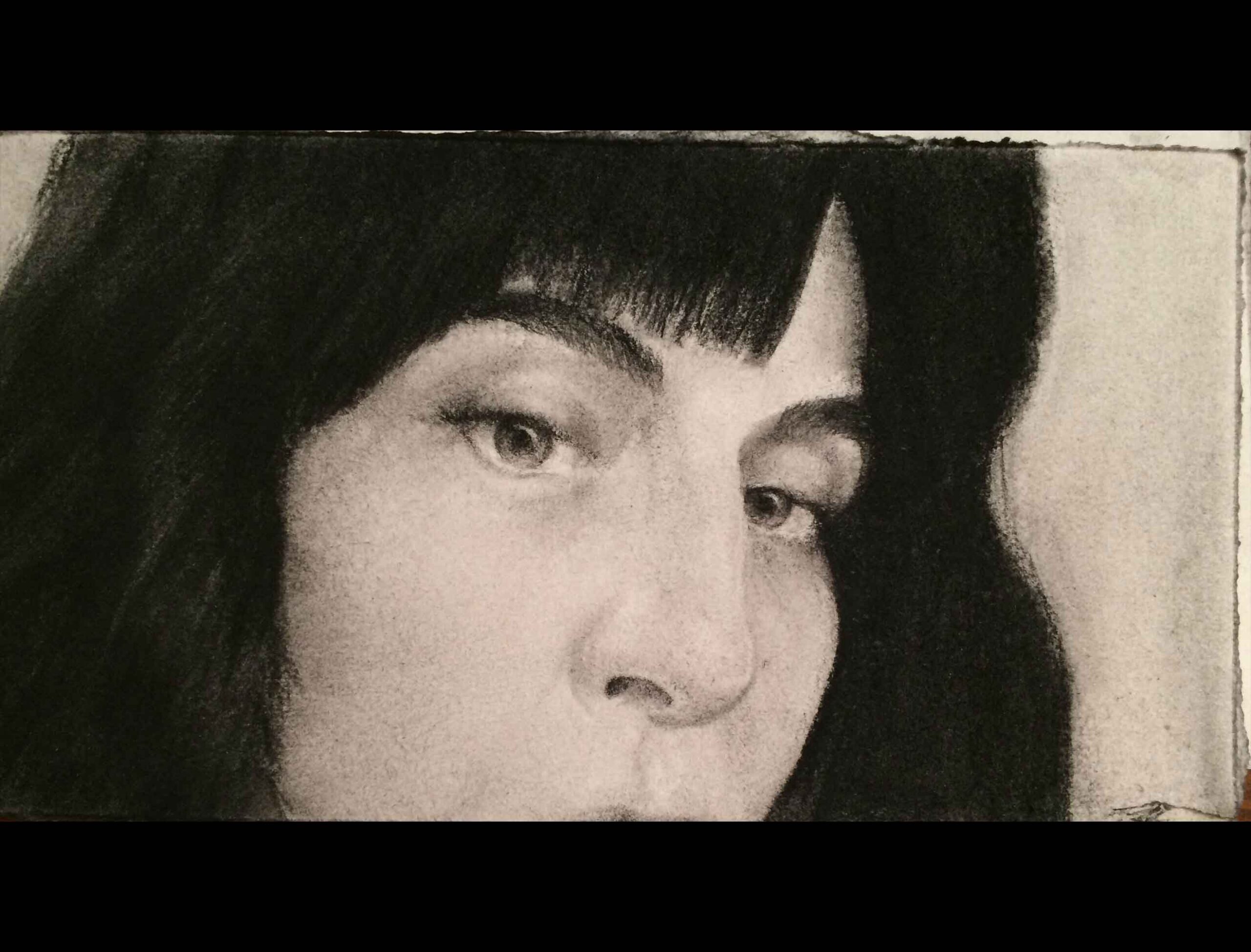 Charcoal portrait “Molly,” 2015, 6×11.